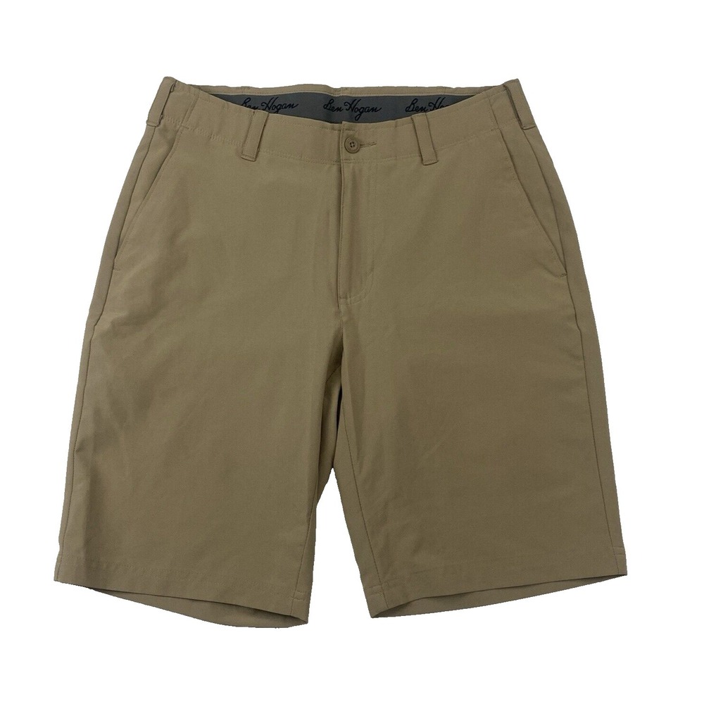 Ben Hogan Brown Flat Front Performance Shorts Size 30 Polyester Elastane Stretch